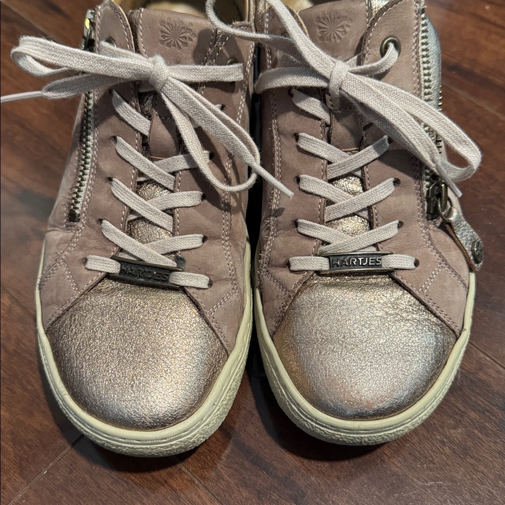 Hartjes mauve and rose gold sneakers, side zip, Size 7.5 - Picture 13 of 16